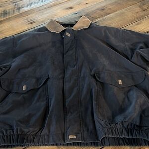 Men's Navy Jacket with Tan Collar